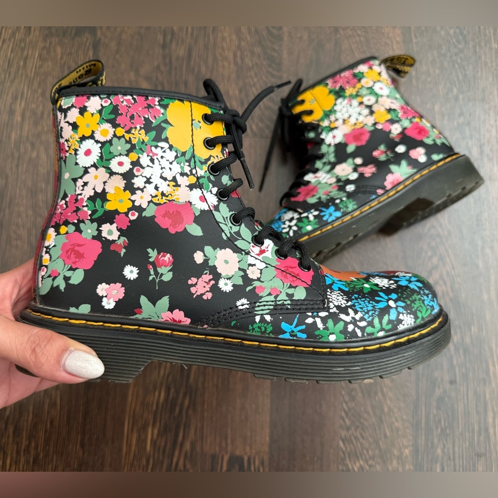 Dr. Martins 1460 Floral Mash Up Leather Lace Up Boots, Size 5